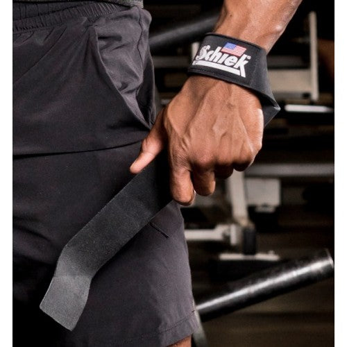 Schiek Leather Wrist Straps (Black)