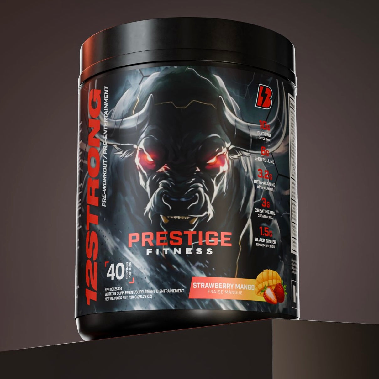 Bull Nutrition x Prestige Fitness 12 Strong Pre-Workout (Strawberry Mango)