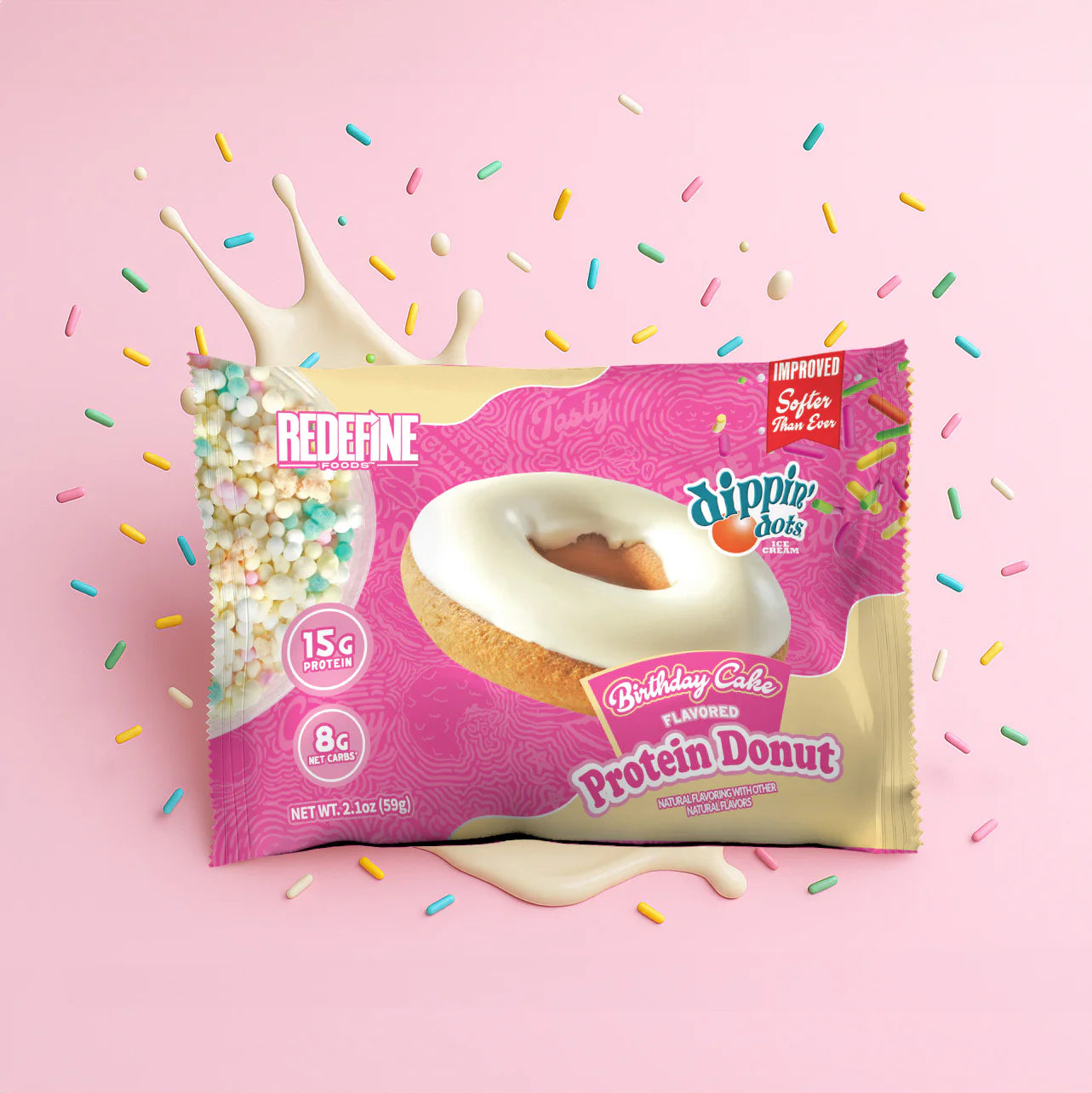 Redefine Foods Dippin' Dots Protein Donut (Birthday Cake)