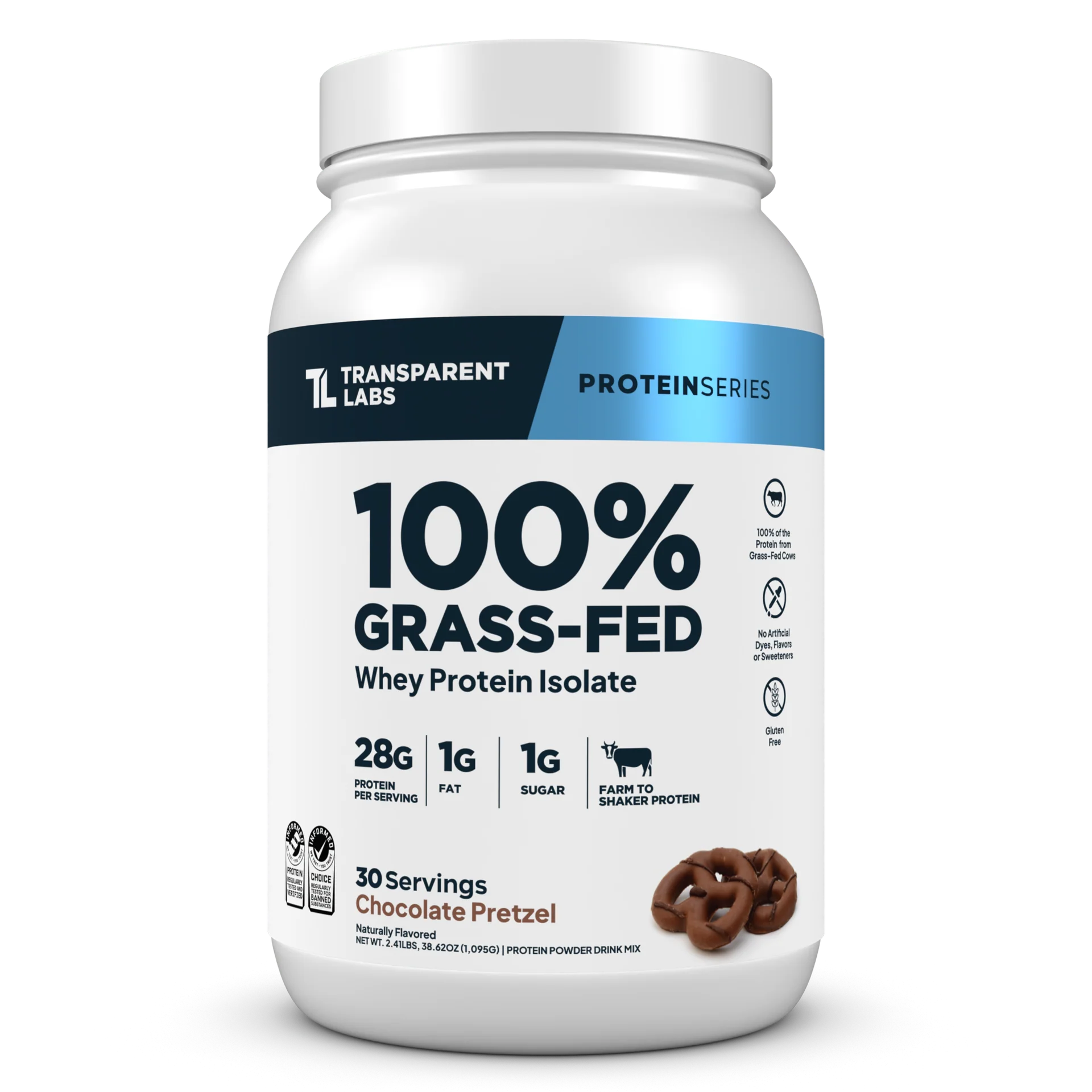 Transparent Labs 100% Grass-Fed Whey Protein Isolate 2lbs (Chocolate Pretzel)