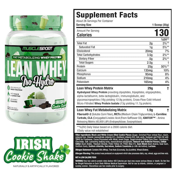 Muscle Sport Lean Whey Iso-Hydro 2lbs (Irish Cookie Shake)