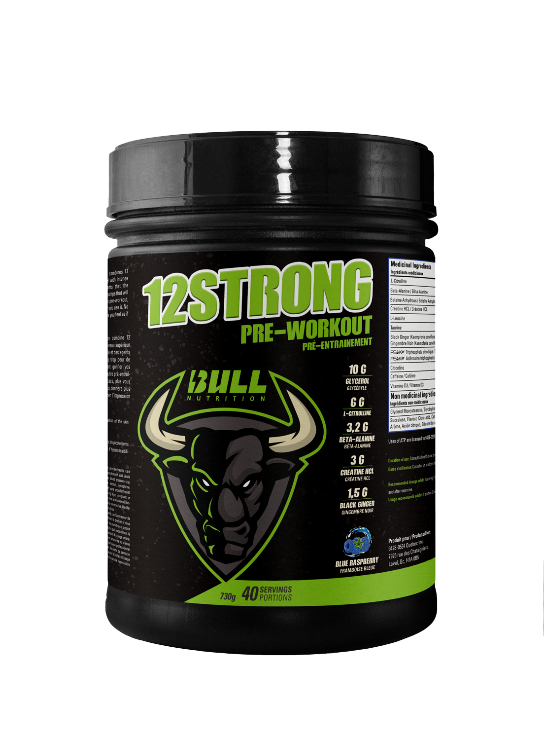 Bull Nutrition 12 Strong Pre-Workout (Blue Raspberry)