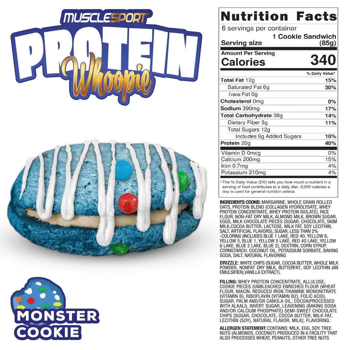 Muscle Sport Protein Whoopies (Monster Cookie)