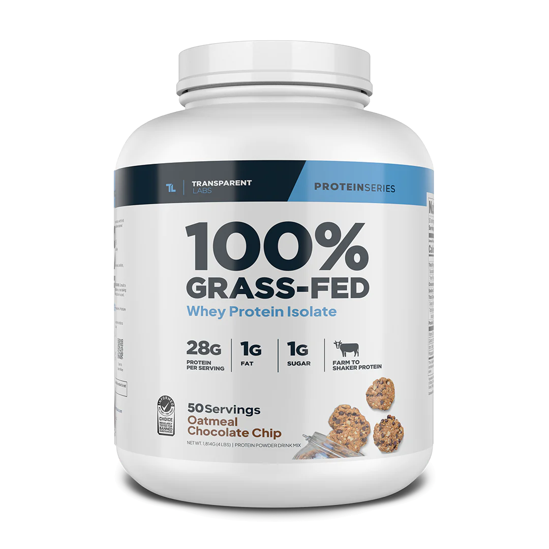 Transparent Labs 100% Grass-Feed Whey Protein Isolate 4lbs (Oatmeal Chocolate Chip Cookie)