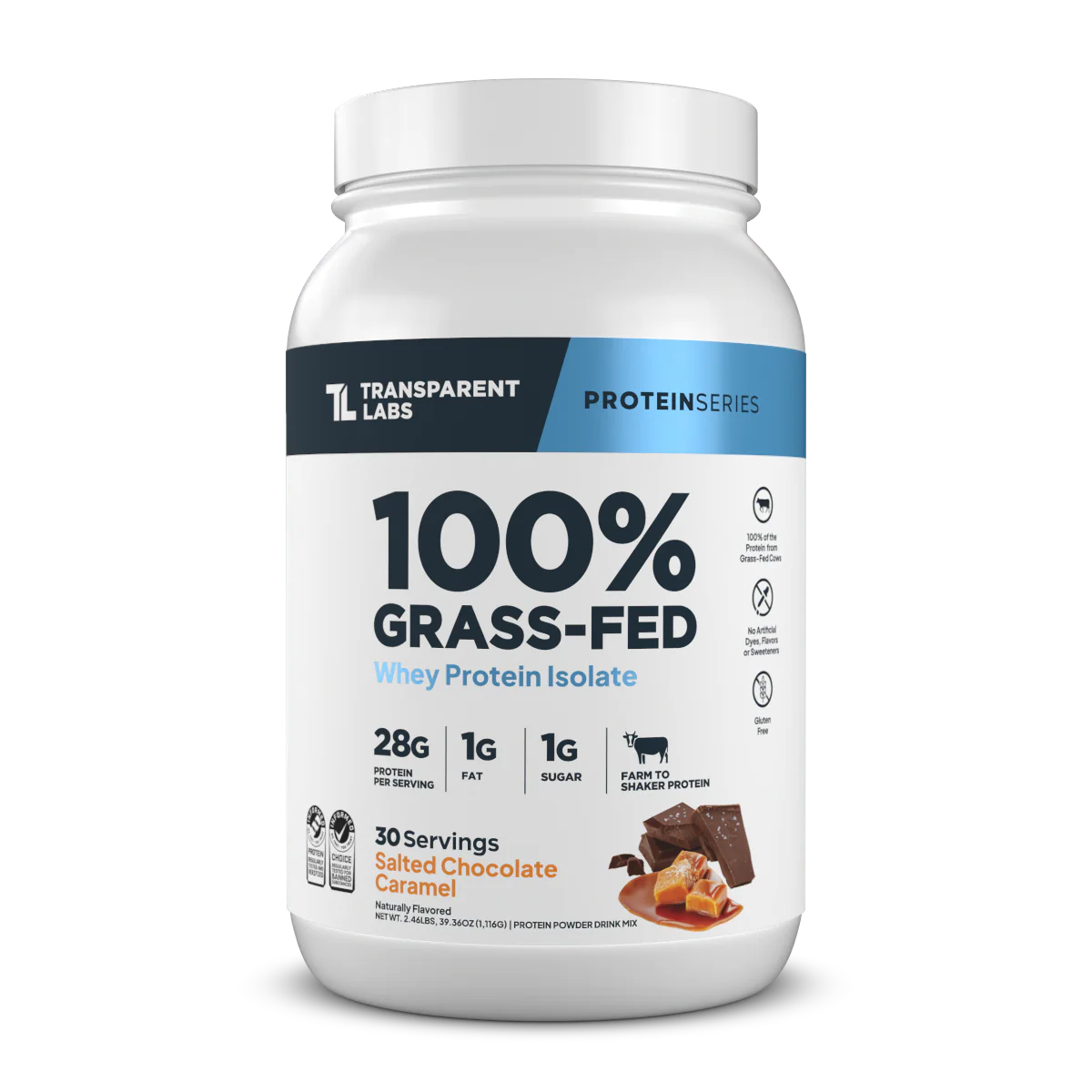 Transparent Labs 100% Grass-Fed Whey Protein Isolate 2lbs (Salted Chocolate Caramel)