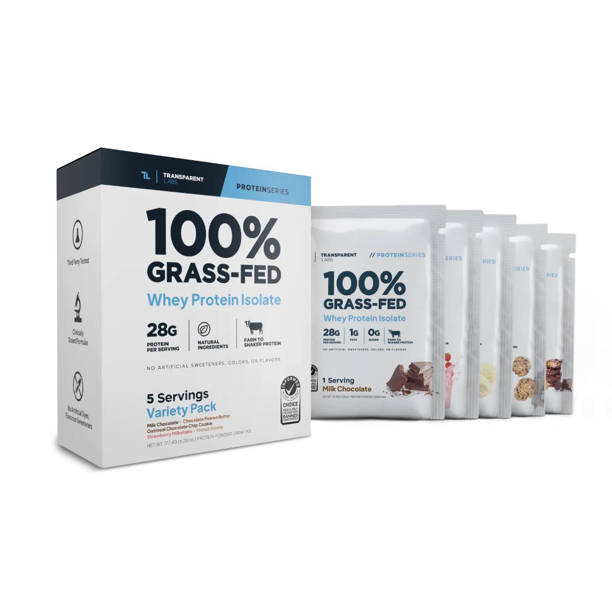 Transparent Labs 100% Grass-Fed Whey Protein Isolate (Variety Pack)
