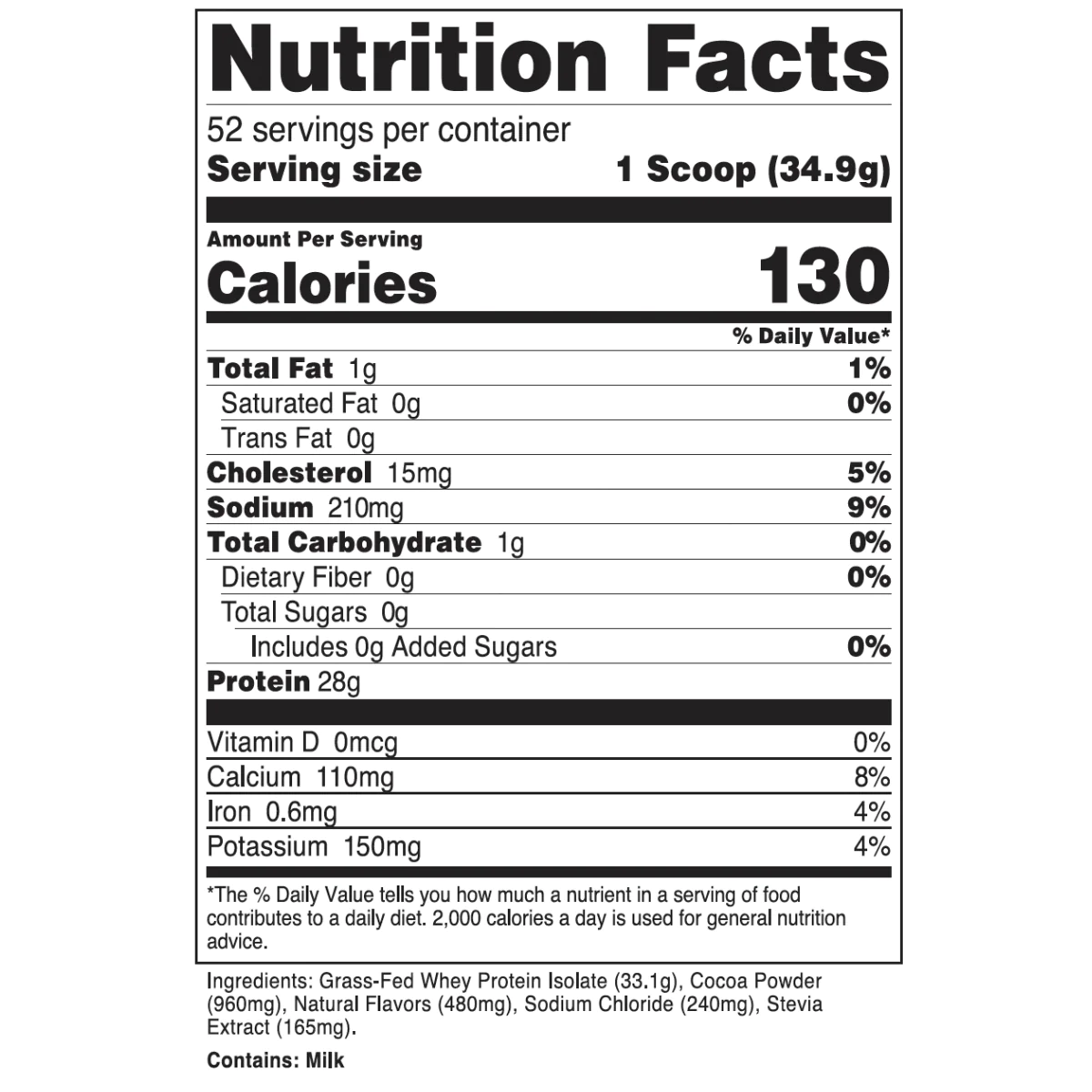 Transparent Labs 100% Grass-Feed Whey Protein Isolate 2lbs (Milk Chocolate)