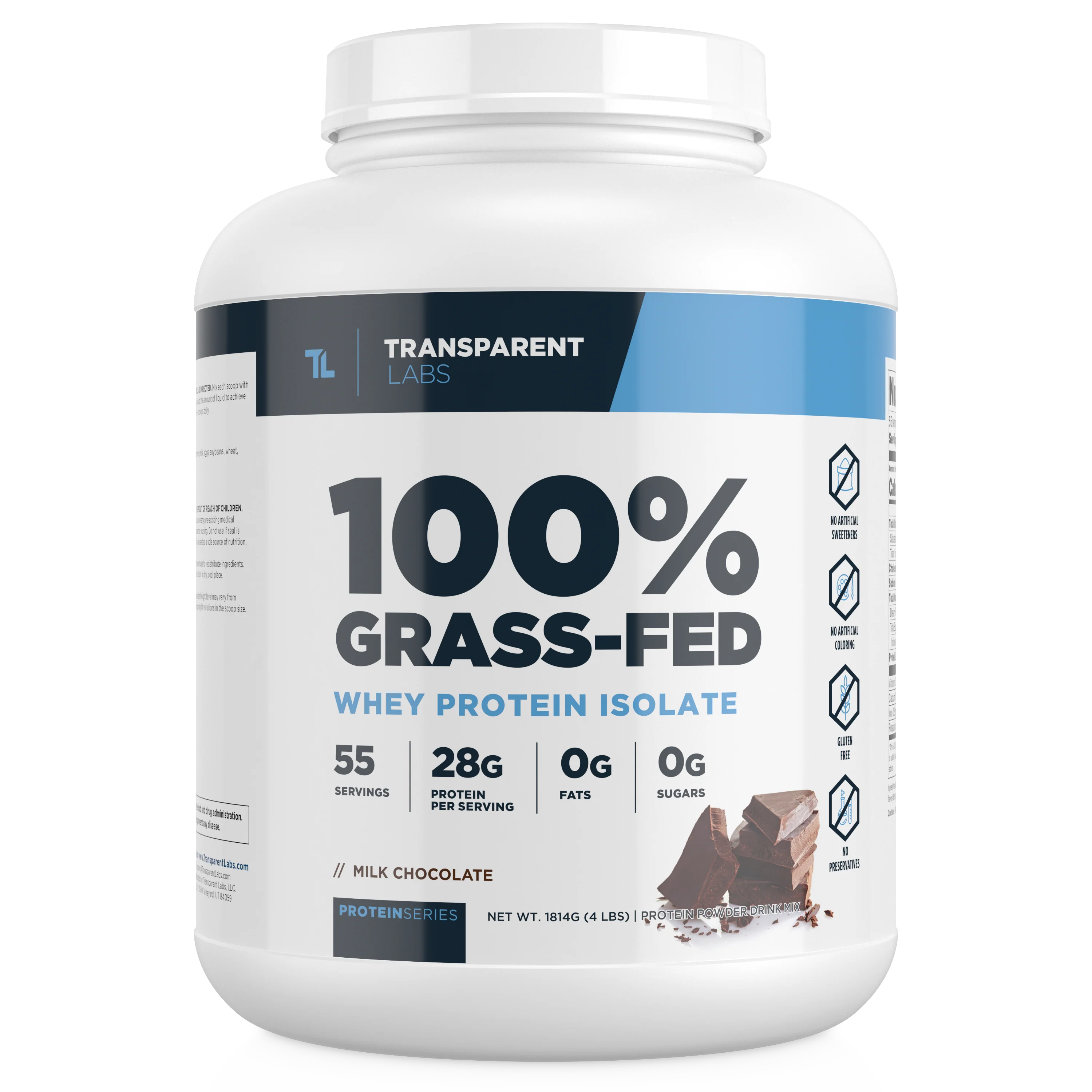 Transparent Labs 100% Grass-Feed Whey Protein Isolate 4lbs (Milk Chocolate)