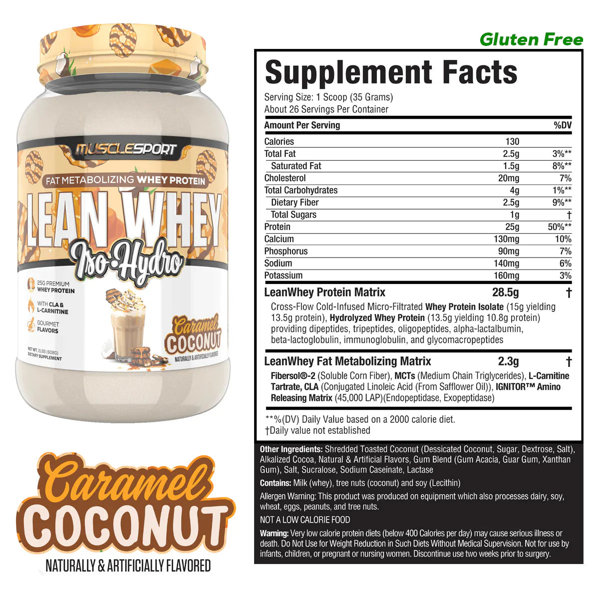 Muscle Sport Lean Whey Iso-Hydro 2lbs (Coconut Caramel)