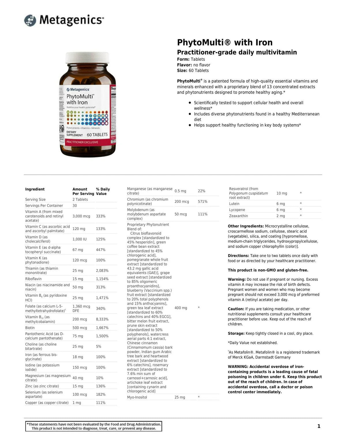 Metagenics PhytoMulti™ with Iron