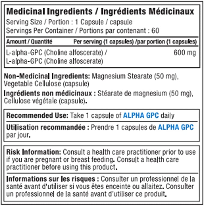Alora Naturals Alpha GPC 600mg (60 Caps)