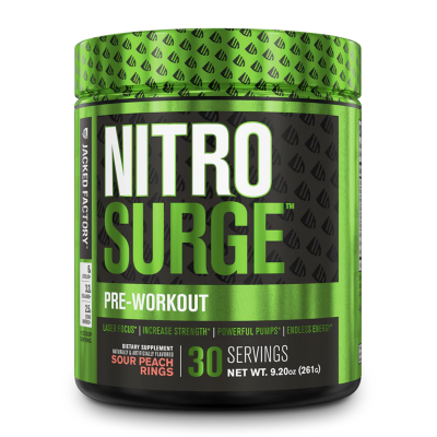 Load image into Gallery viewer, Jacked Factory NitroSurge Pre Workout 30 Servings (Sour Peach Rings)
