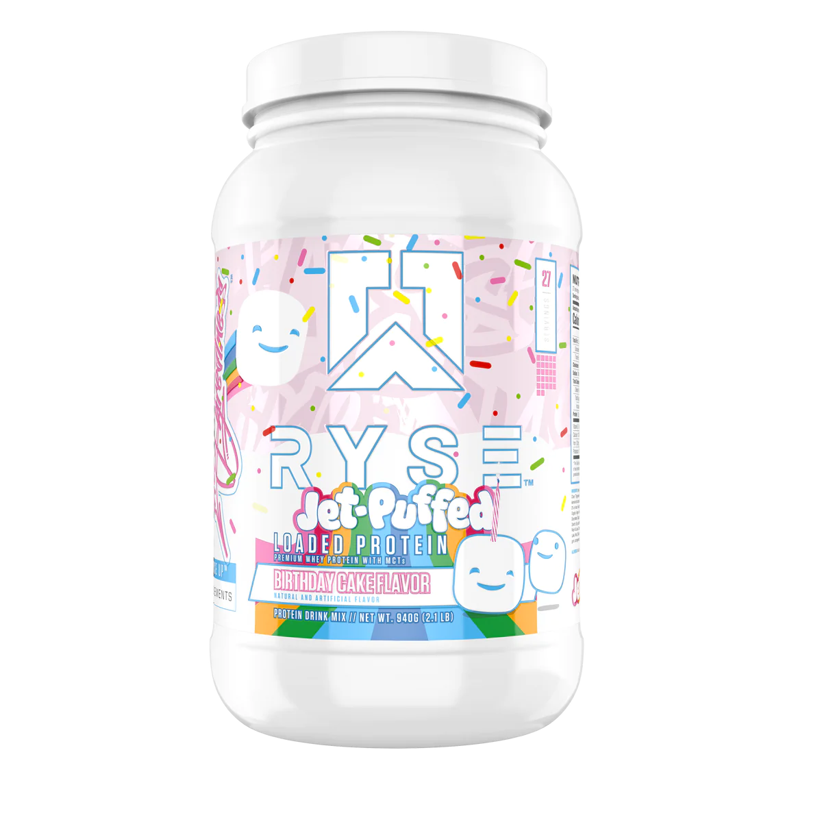 Ryse Jet Puffed Birthday Cake Loaded Protein 27 Servings