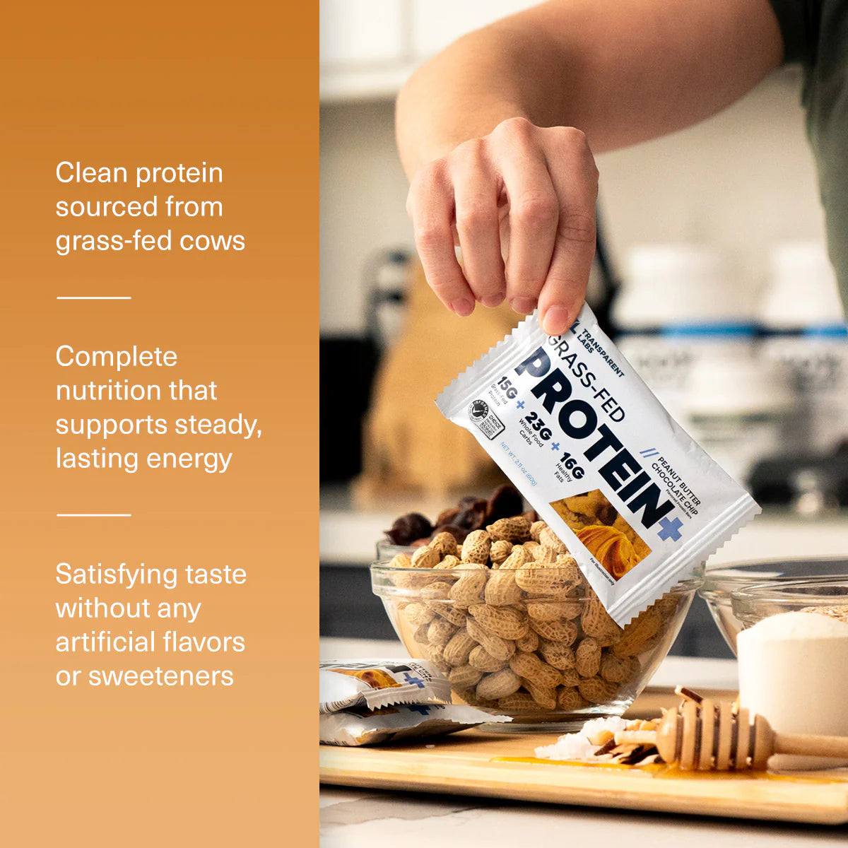 Transparent Labs Grass-Fed Protein+Bar BOX OF 12 (Peanut Butter Chocolate Chip)