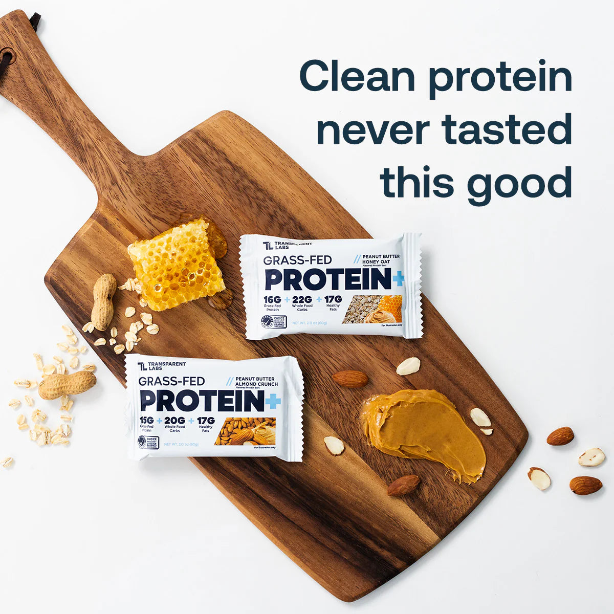 Transparent Labs Grass-Fed Protein+Bar BOX OF 12 (Peanut Butter Chocolate Chip)