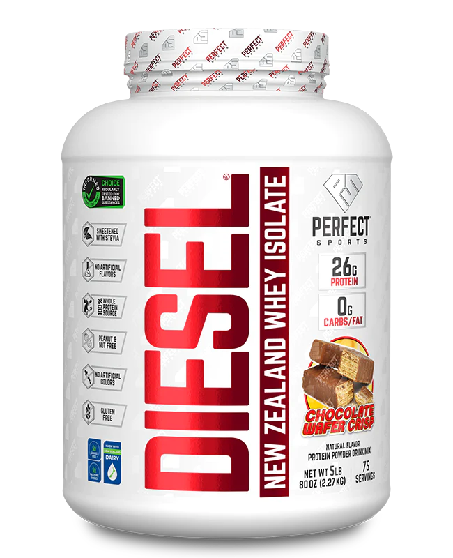 Perfect Sports DIESEL New Zealand Whey Protein Isolate 5lbs (Chocolate Wafer Crisp)