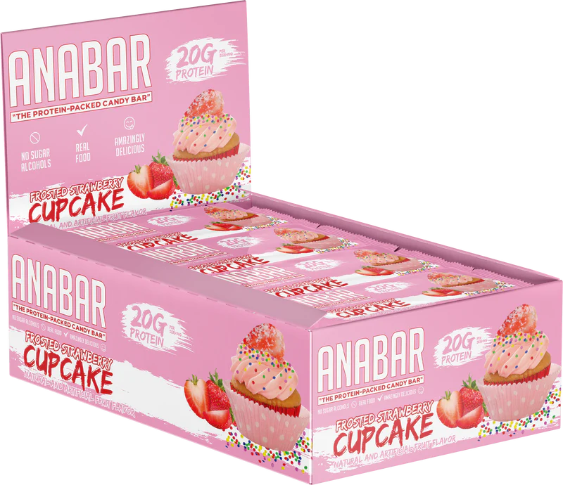 Box of Anabar Protein Bar (Frosted Strawberry Cupcake)