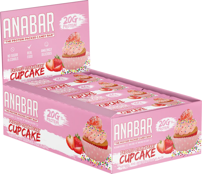 Box of Anabar Protein Bar (Frosted Strawberry Cupcake)