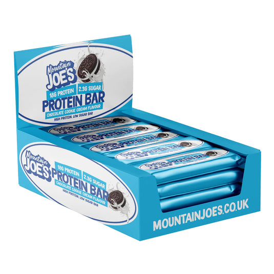 Box of Mountain Joe's Protein Bar (Chocolate Cookie Cream)