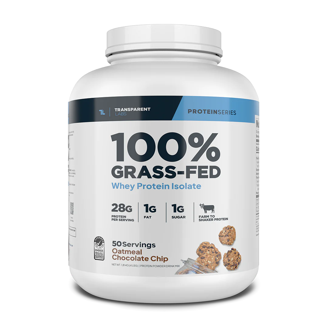 Transparent Labs 100% Grass-Fed Whey Protein Isolate 4lbs (Oatmeal Chocolate Chip Cookie)