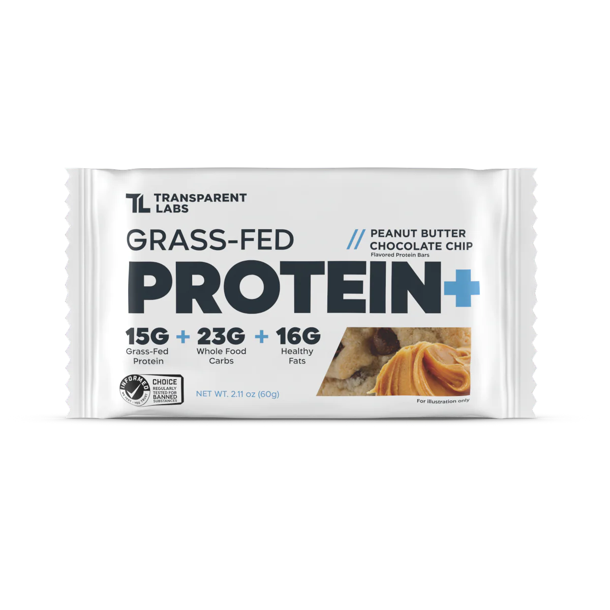 Transparent Labs Grass-Fed Protein+Bar BOX OF 12 (Peanut Butter Chocolate Chip)