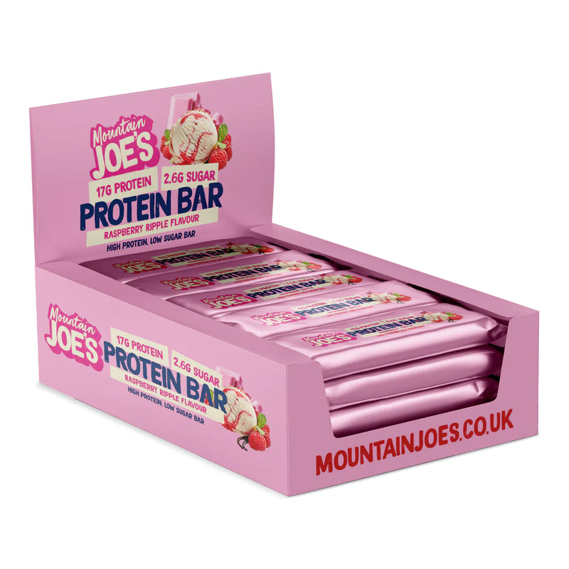 Load image into Gallery viewer, Box of Mountain Joe&#39;s Protein Bar (Raspberry Ripple)
