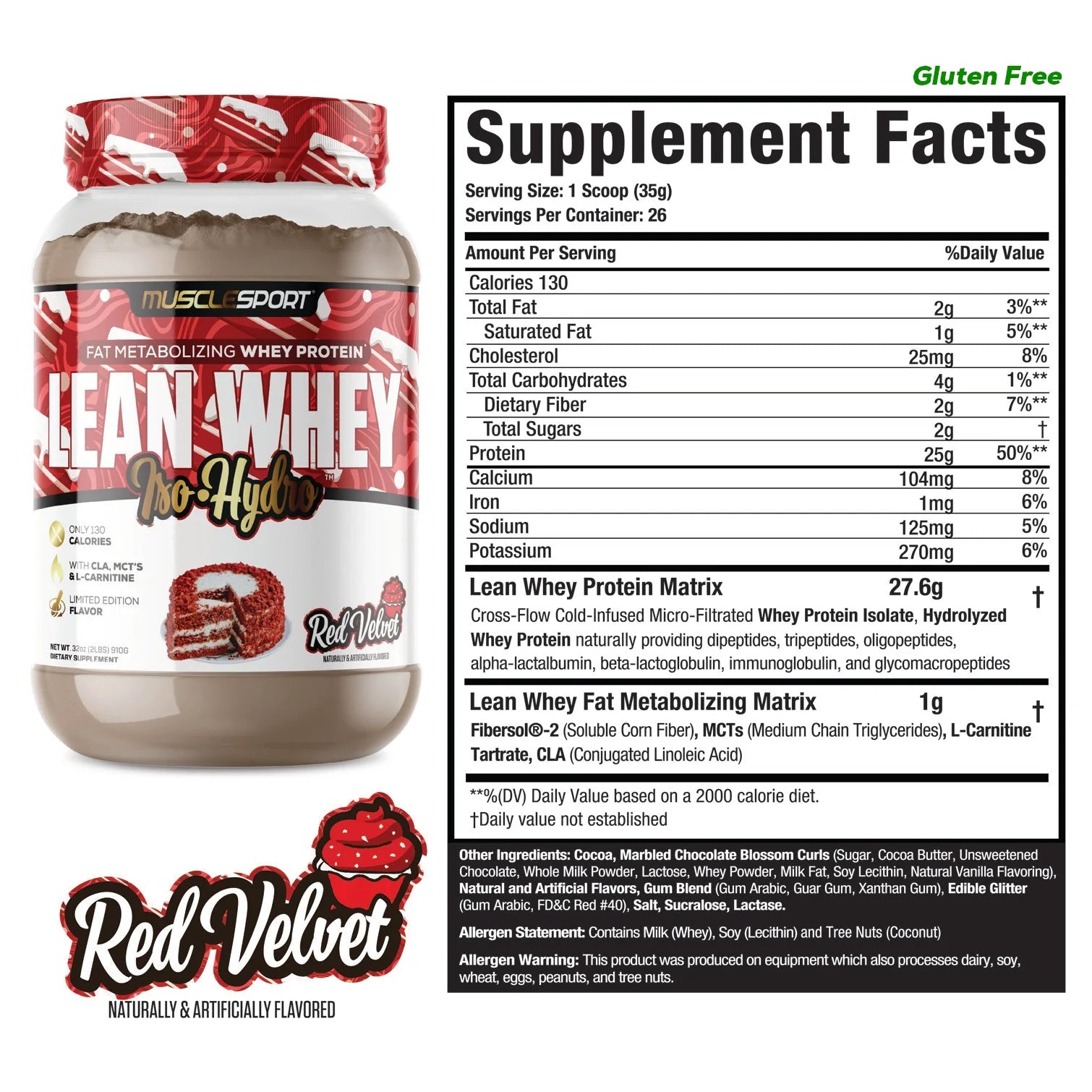 Muscle Sport Lean Whey Iso-Hydro 2lbs (Red Velvet)