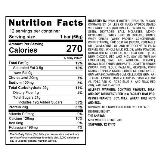 Box of Anabar Protein Bar (Frosted Strawberry Cupcake)