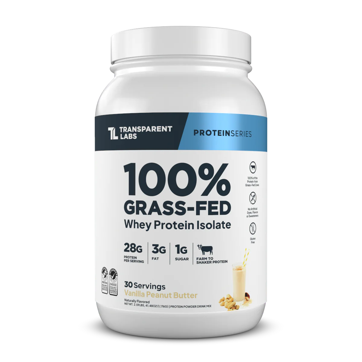 Transparent Labs 100% Grass-Fed Whey Protein Isolate 2lbs (Vanilla Peanut Butter)