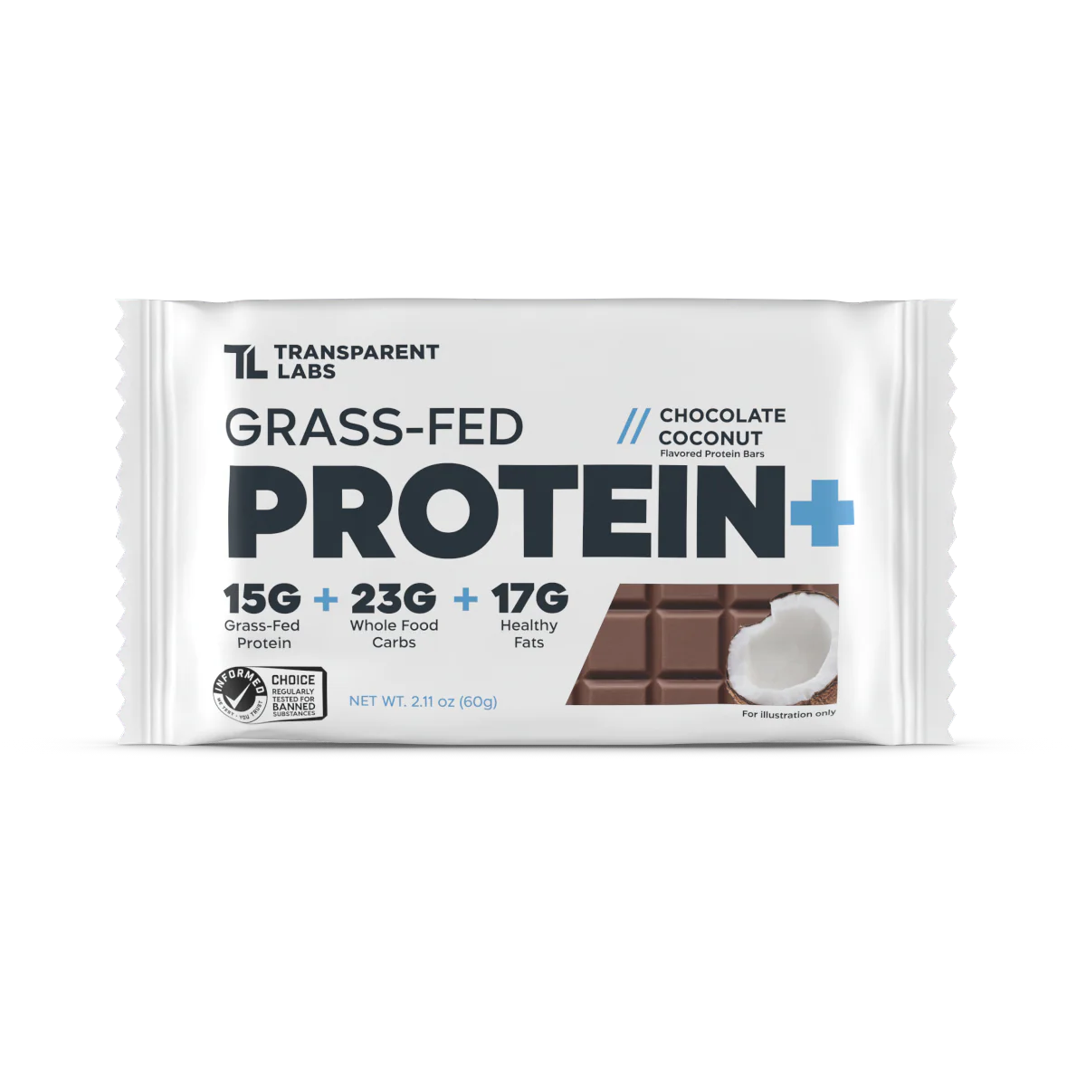 Transparent Labs Grass-Fed Protein+Bar BOX OF 12 (Chocolate Coconut)