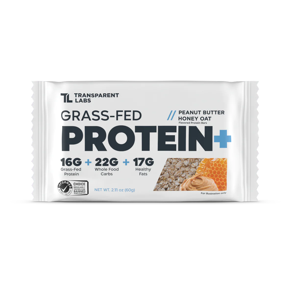 Transparent Labs Grass-Fed Protein+Bar (Peanut Butter Honey Oat)
