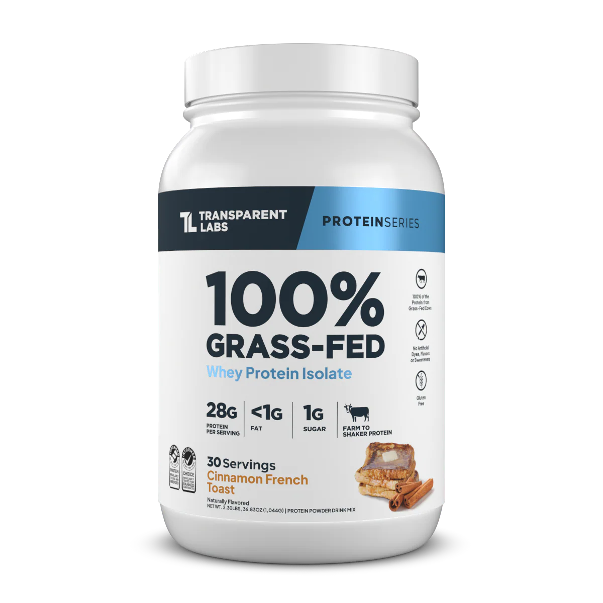 Transparent Labs 100% Grass-Fed Whey Protein Isolate 2lbs (Cinnamon French Toast)