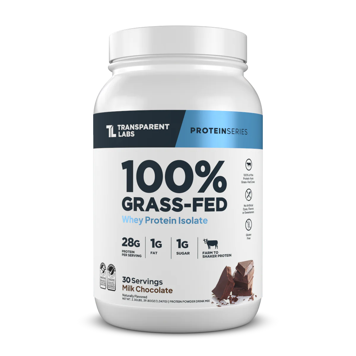 Transparent Labs 100% Grass-Feed Whey Protein Isolate 2lbs (Milk Chocolate)