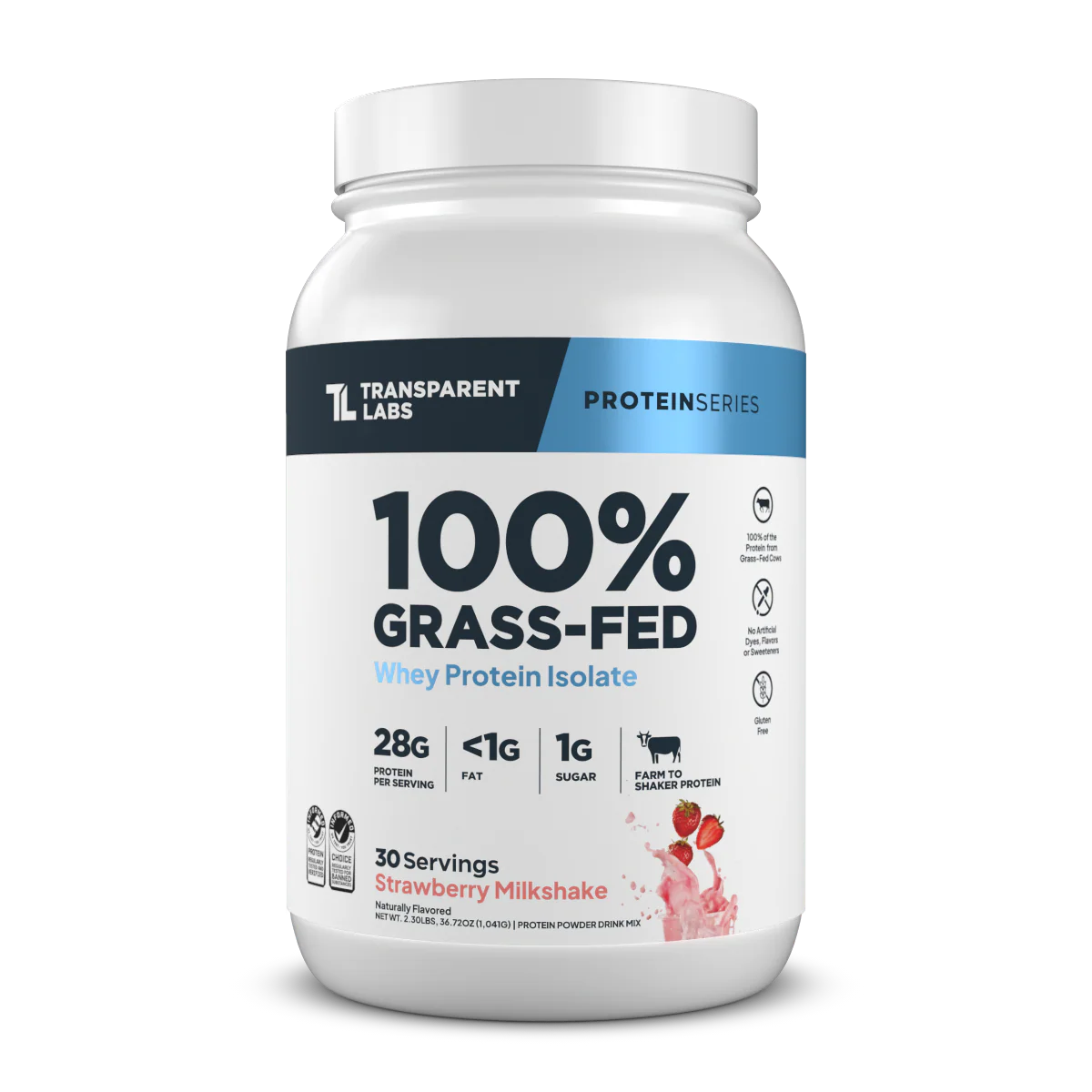 Transparent Labs 100% Grass-Feed Whey Protein Isolate 2lbs (Strawberry Milkshake)