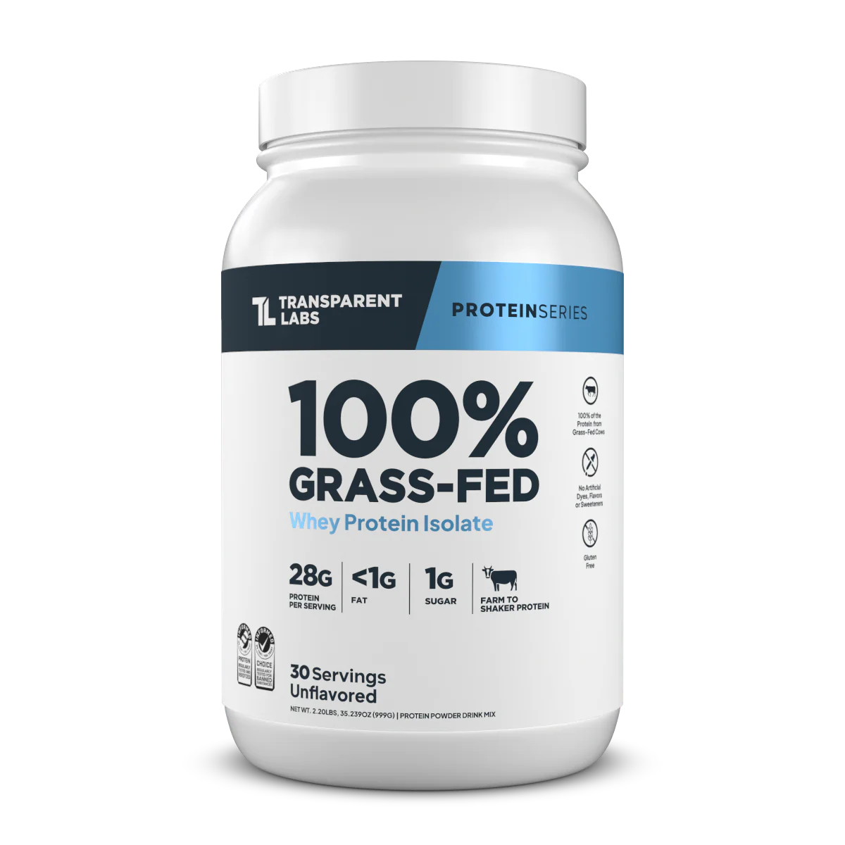 Transparent Labs 100% Grass-Feed Whey Protein Isolate 2lbs (Unflavored)