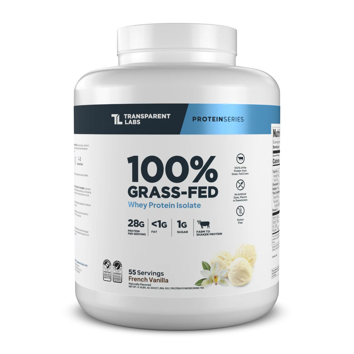 Transparent Labs 100% Grass-Fed Whey Protein Isolate 4lbs (French Vanilla)