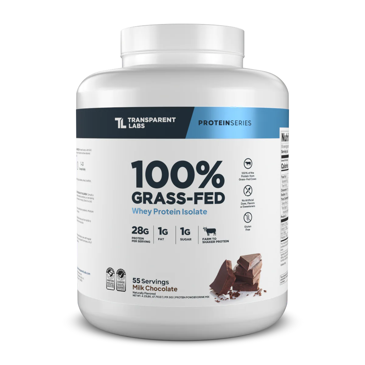 Transparent Labs 100% Grass-Fed Whey Protein Isolate 4lbs (Milk Chocolate)