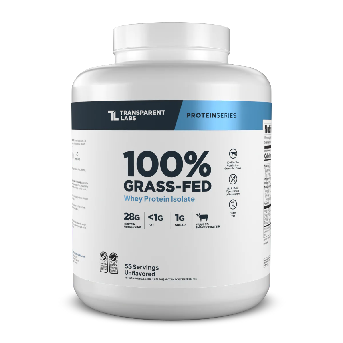 Transparent Labs 100% Grass-Fed Whey Protein Isolate 4lbs (Unflavoured)
