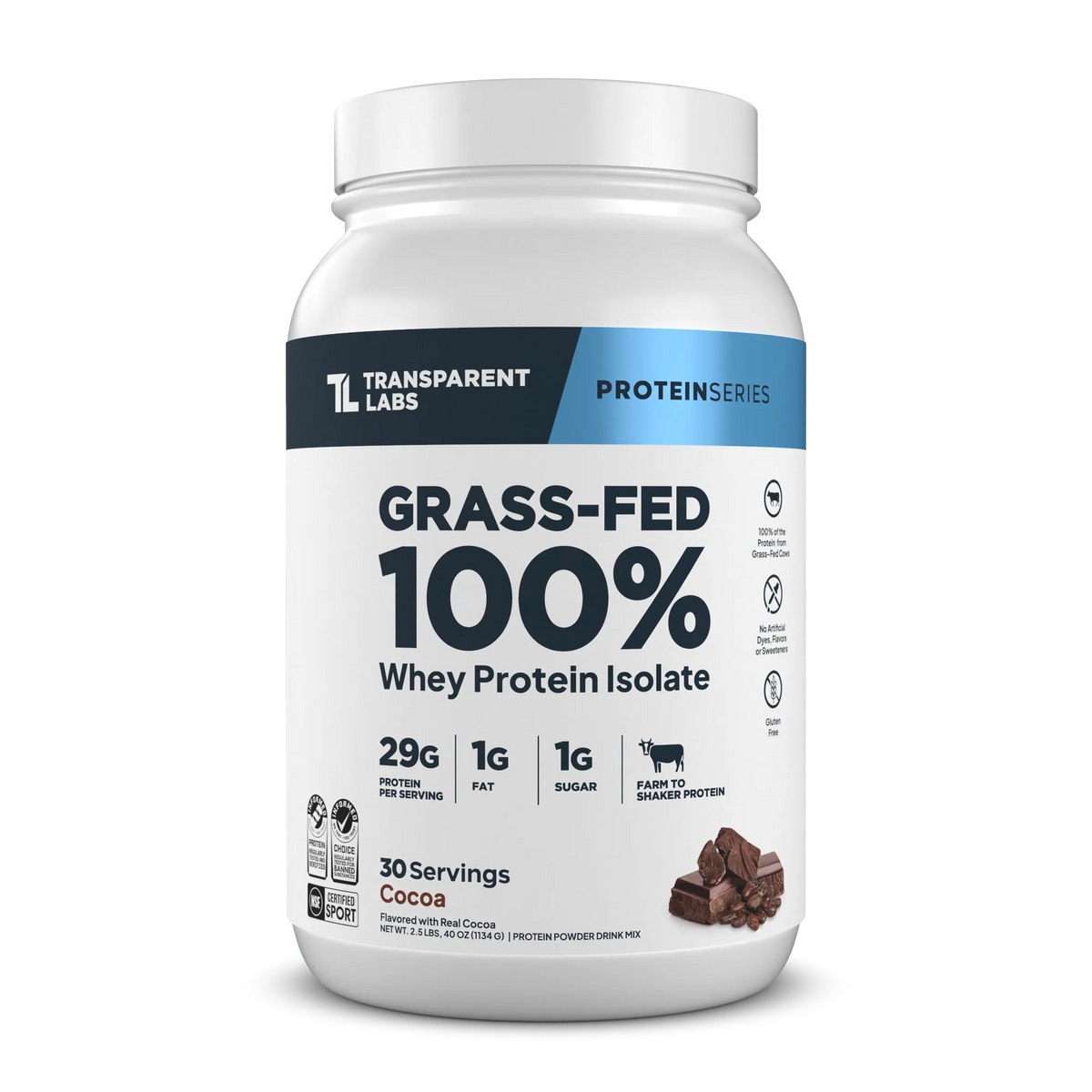 Transparent Labs 100% Grass-Fed Whey Protein Isolate 2lbs (Cocoa)