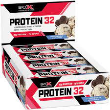 Box of BioX Protein 32 Bar Cookies & Cream