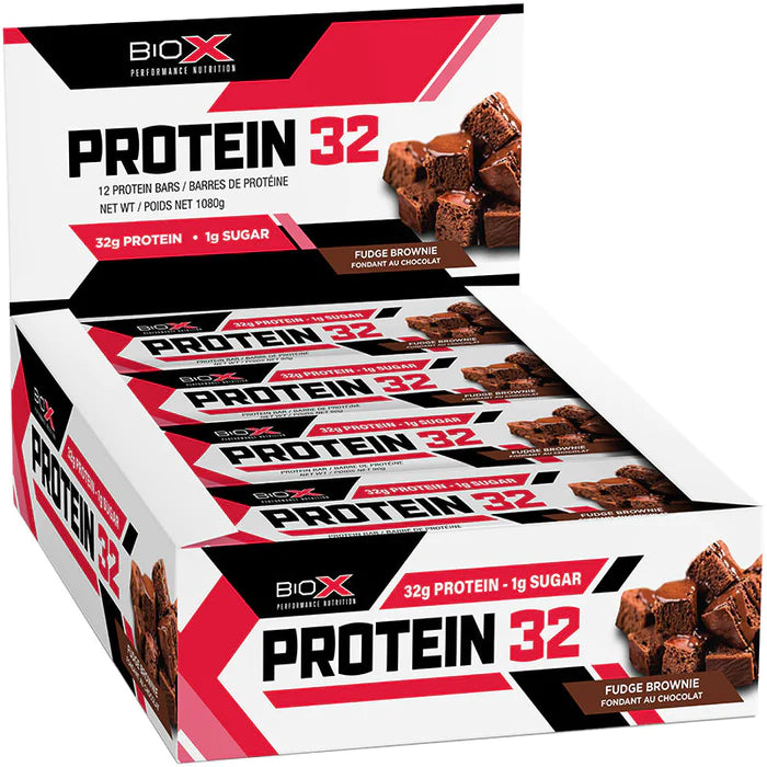 Box of BioX Protein 32 Bar Fudge Brownie