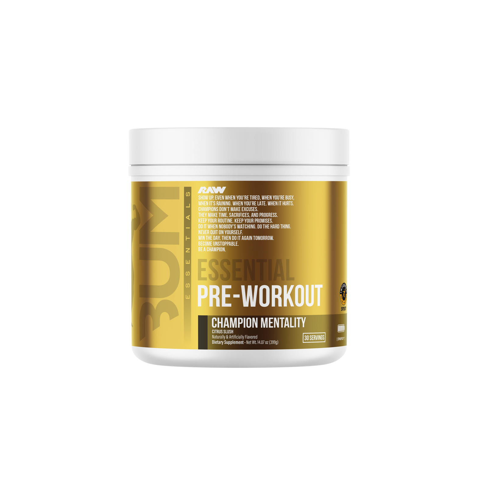 RAW CBUM Essential Pre-Workout Champion Mentality (Citrus Slush)