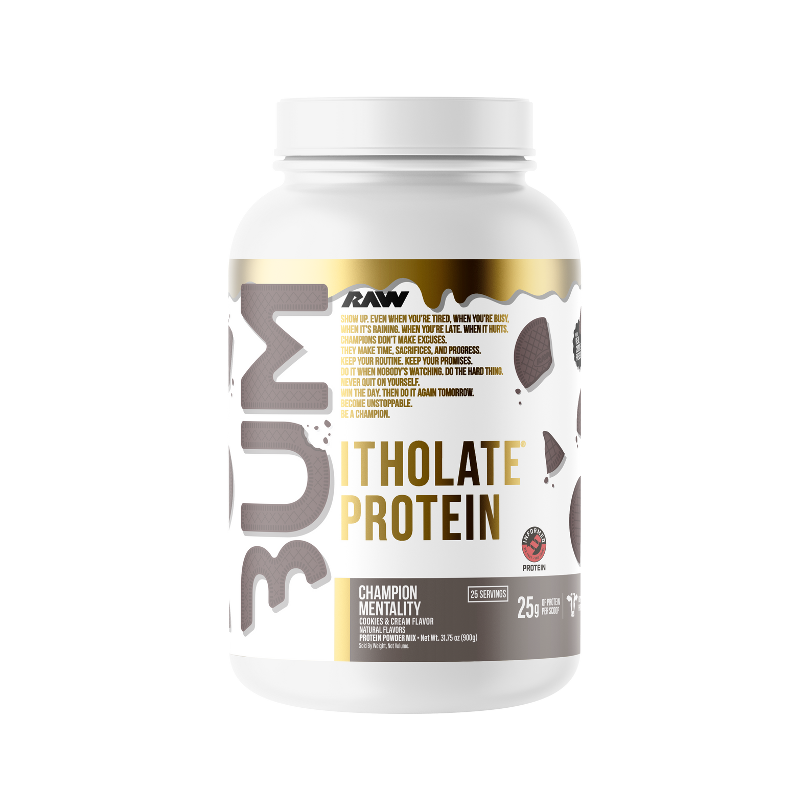 RAW CBUM Itholate Protein Powder Champion Mentality (Cookies & Cream)
