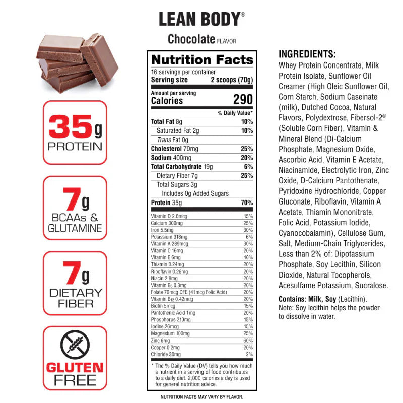 Lean Body Protein Shake Drink Mix 2lbs (Chocolate)