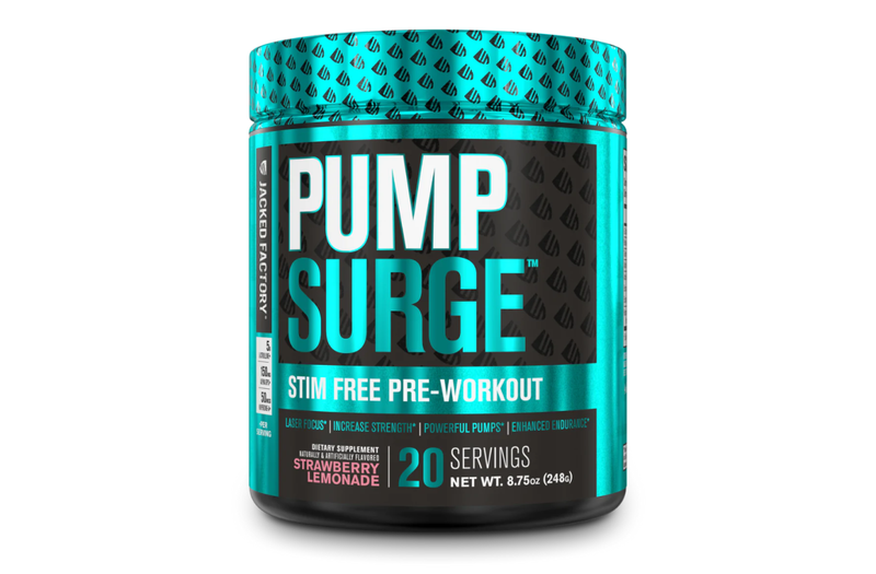 Load image into Gallery viewer, Jacked Factory PumpSurge Pre Workout 20 Servings (Strawberry Lemonade)

