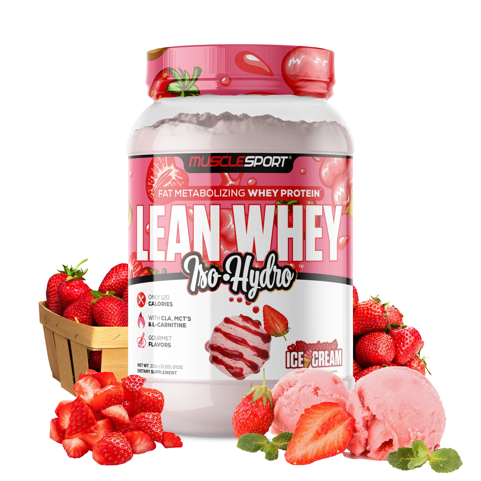 Muscle Sport Lean Whey Iso-Hydro 2lbs (Strawberry Ice Cream)