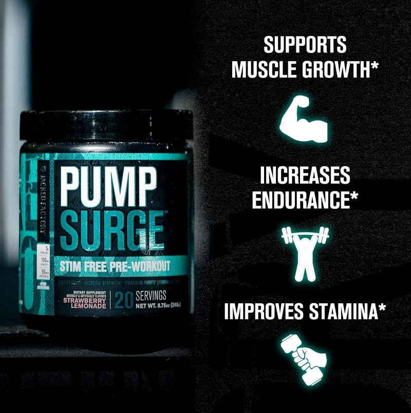 Load image into Gallery viewer, Jacked Factory PumpSurge Pre Workout 20 Servings (Blue Raspberry)
