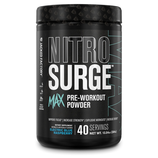 Jacked Factory NitroSurge MAX Pre Workout 40 Servings (Electric Blue Raspberry)