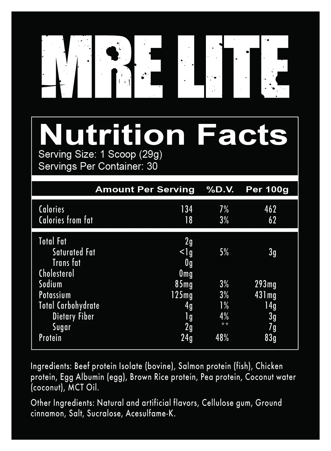 Redcon1 MRE Lite 1.92lbs 30 Servings (Oatmeal Chocolate Chip)